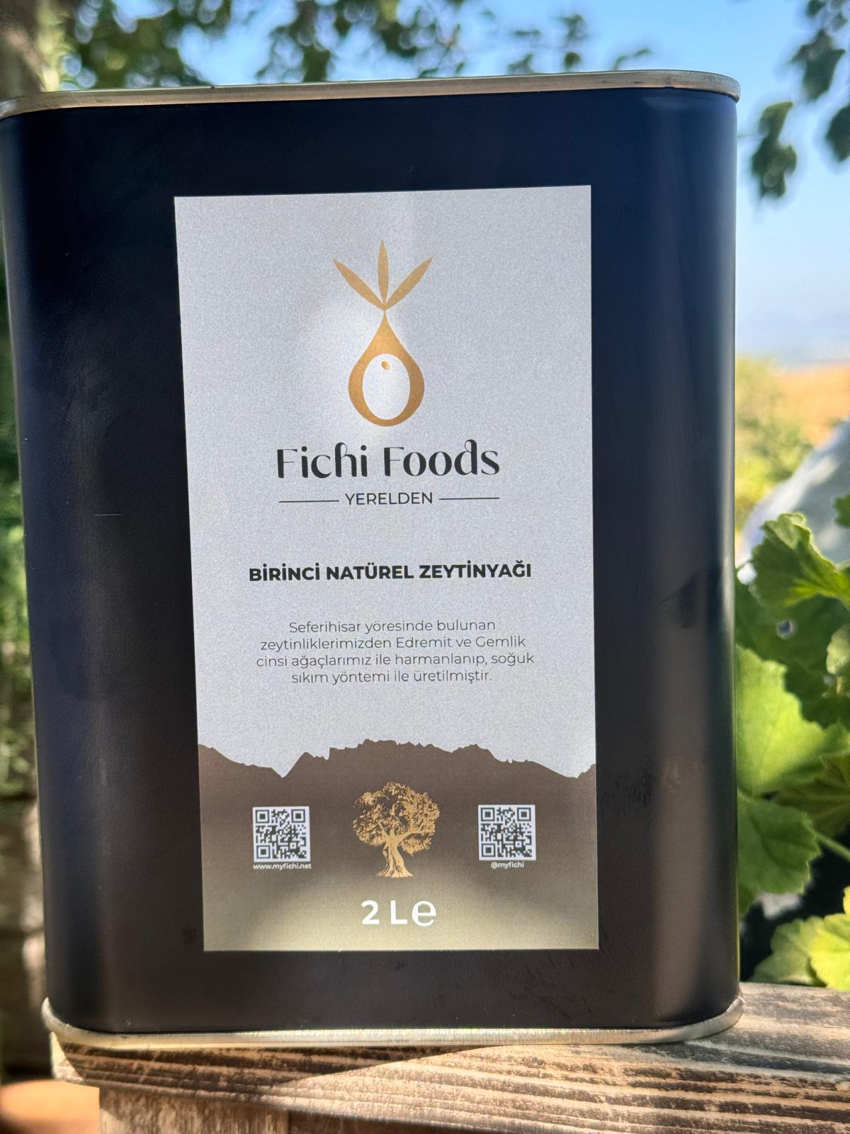 Fichi Foods Birinci Natürel Zeytinyağı 2 L siyah teneke